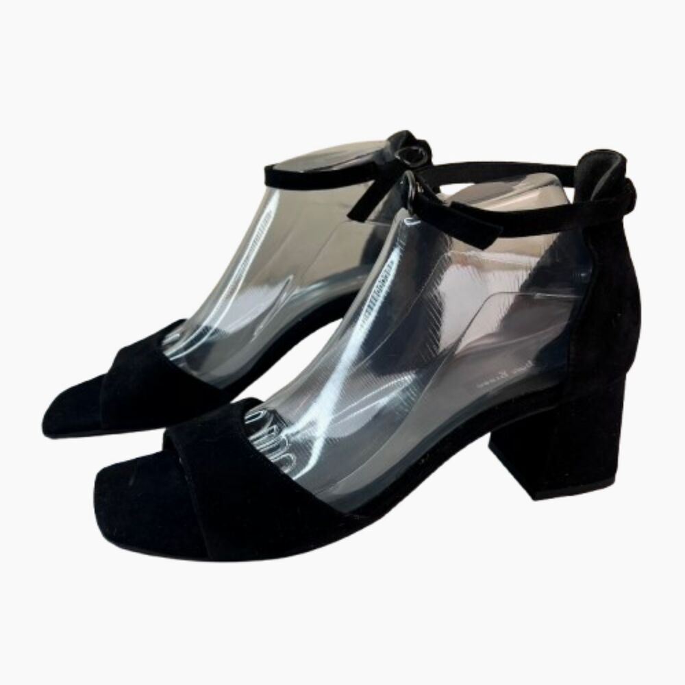 NWOB Paul Green Black Suede Ankle Strap Sandals w/ Block Heel Size US 9/UK 6.5